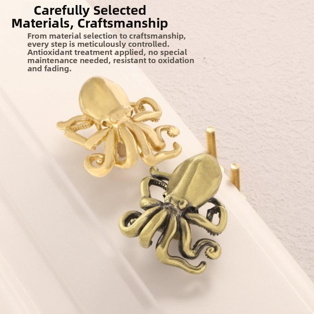 Furniture Hardware Octopus Brass Handle Vintage Wardrobe Drawer Pulls Cabinet Door Knobs  Window