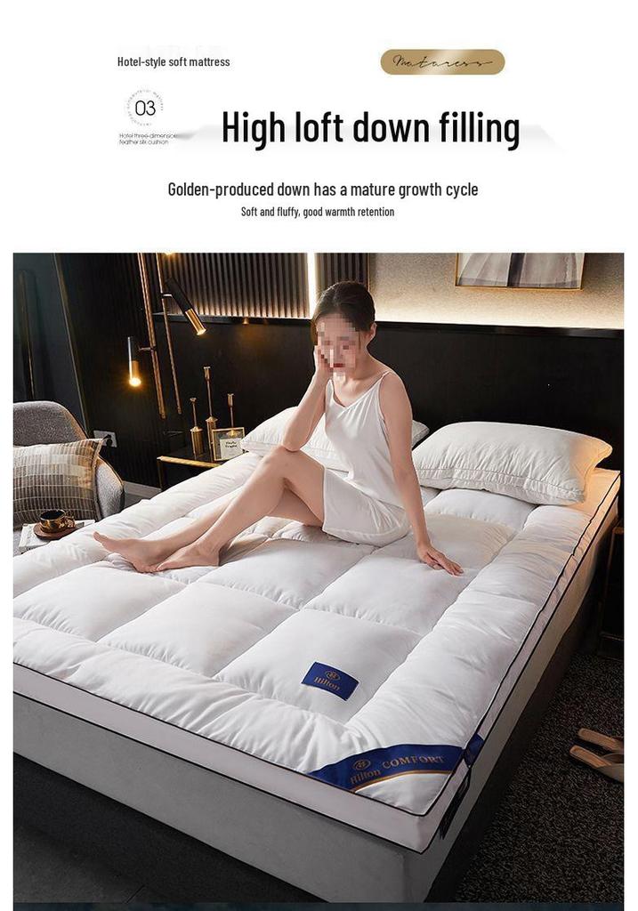 Funda de Colchón Antideslizante Rayada Estilo Hotel - Gruesa, Suave, Plegable Ropa de Cama para Uso en Casa o Estudiantes
