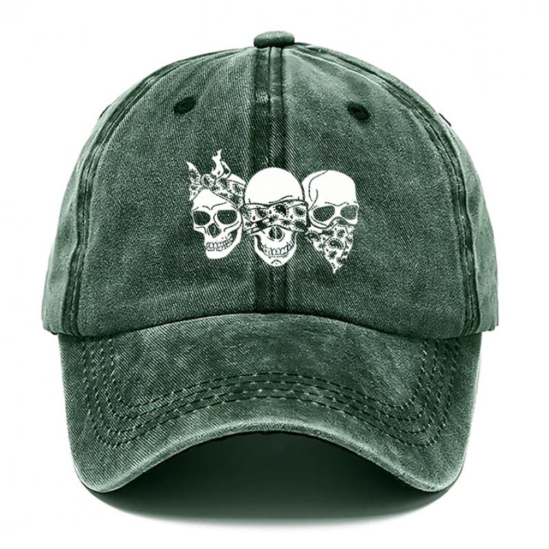 Gothic Skull for Men Women Adjustable Hook Loop Baseball Hat with Skull Breathable Outdoor Dad Hat Suitable for Beach Ca