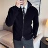 High Quality Knit Cardigan Men Autumn Winter Stand Collar Casual Knitted Sweatercoat Mens Solid Color Warm Sweater Jacket Man