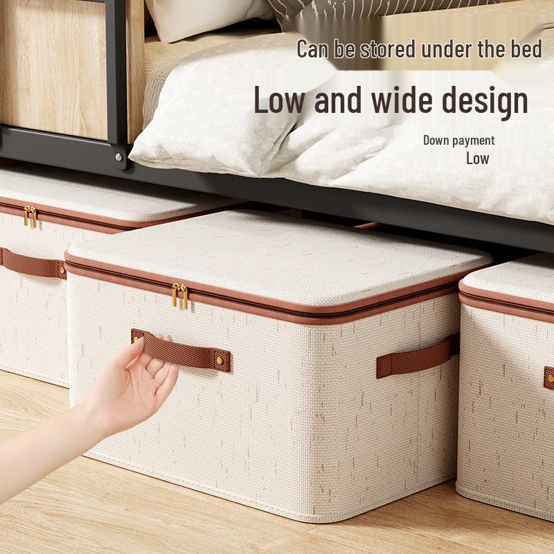 Tianshan Cotton & Linen Zipper Storage Box with Lid for Clothes & Toys