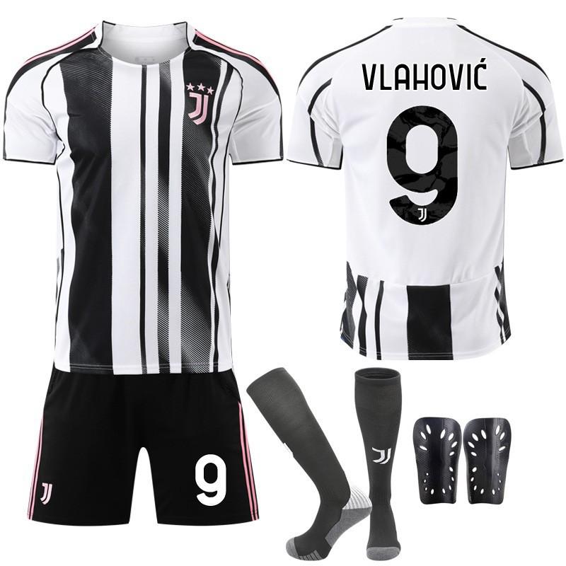 Sezonul 2022-26 Sezonul 7 Chiesa 9 Hovic Negru Alb Jachetă de Fotbal Ediție pentru Copii Set Tricou de Casă Juventus