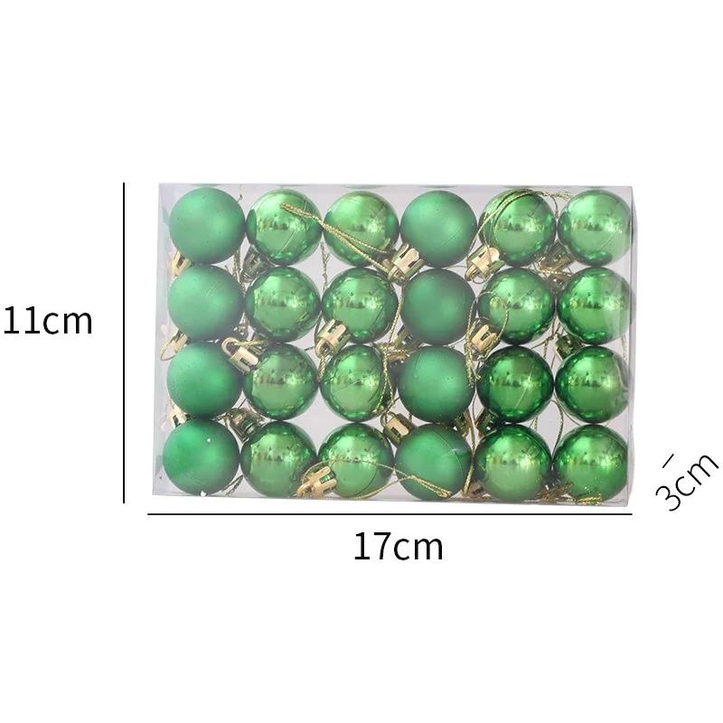 

24 шт./коробка Рождественские шары Украшения для рождественской елки Рождественские сферы Круглый пенопластовый шар Рождественские Новогодние украшения 2025 зелёный