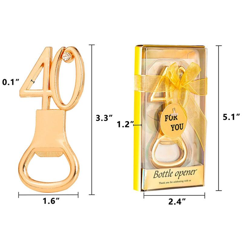 25Pcs Golden Bottle Openers, 40/60/70/80th Birthday Favors - Wedding Party Souvenirs Return Gifts for Guests