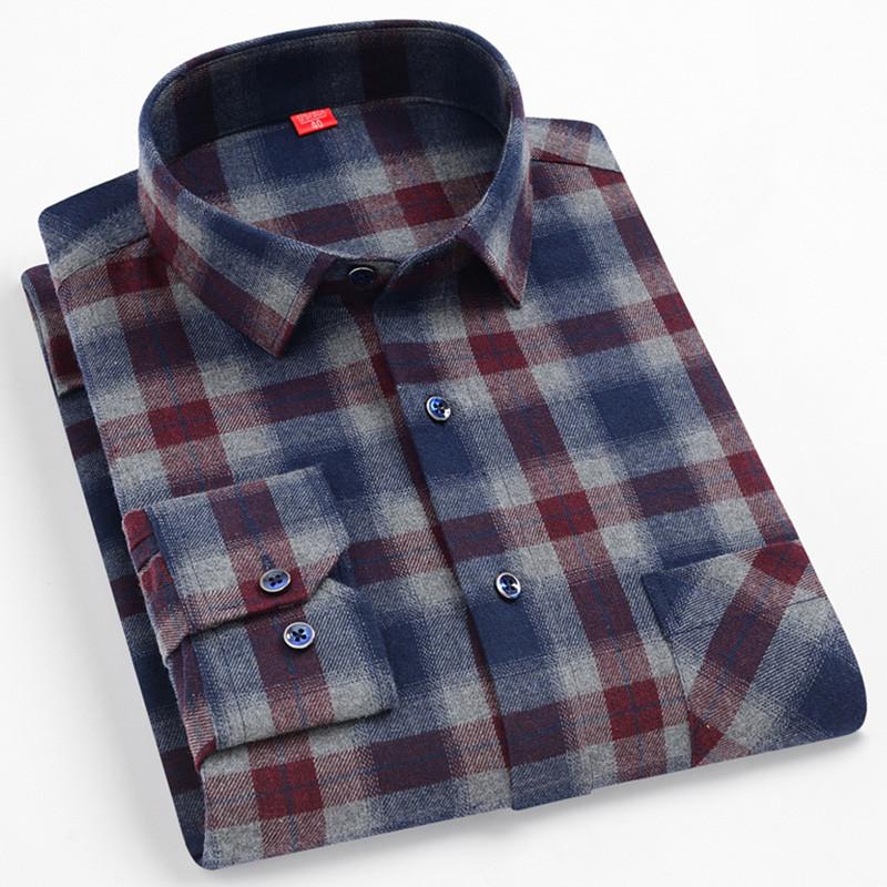 High Quality Men's Autumn New Long Sleeve Shirt Soft Fit British Style Home Leisure 100% Cotton Plaid Stripe Outdoor Travel Tops