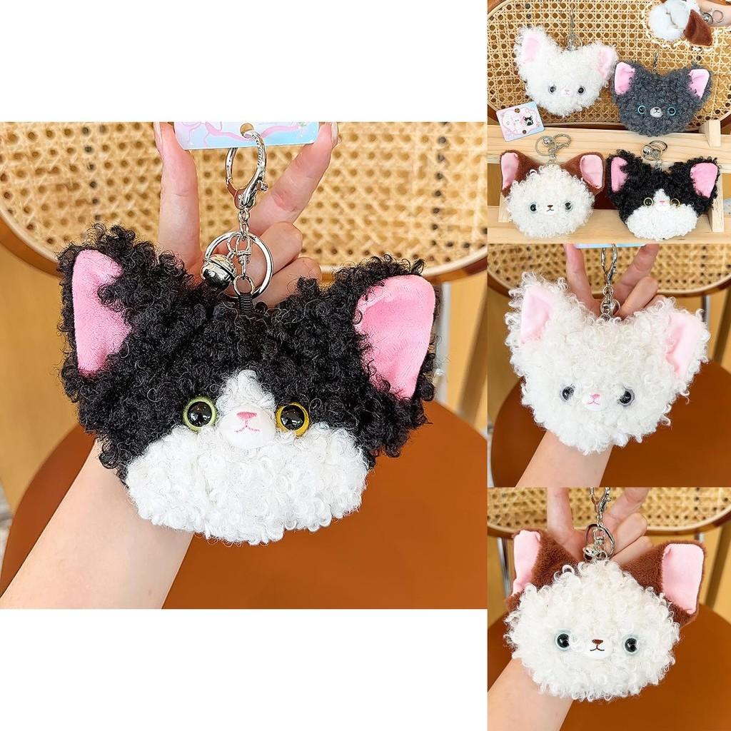 Cute Plush Devon Rex Cat Coin Pouch Keychain Ideal For Earphone And Key Holder