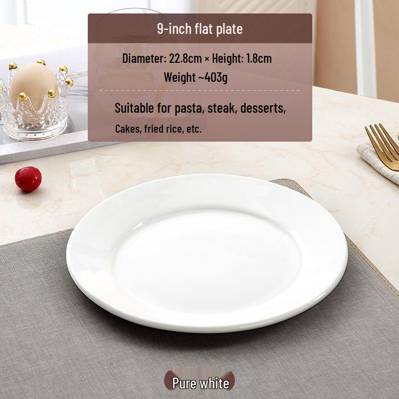 Yujia Pure White Ceramic Round Dinner Plates