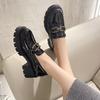 Platform Loafers Women's Autumn 2025 New Commuter Shoes Black One-pedal Small Leather Shoes Round Head Patent Leather Single Shoes