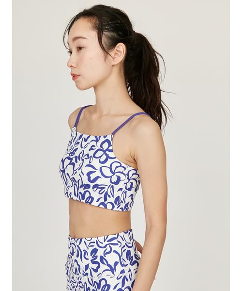 Emi Wellness Training Wear Plumeria Art Bra White & Top, 14WCT252204, Women's,