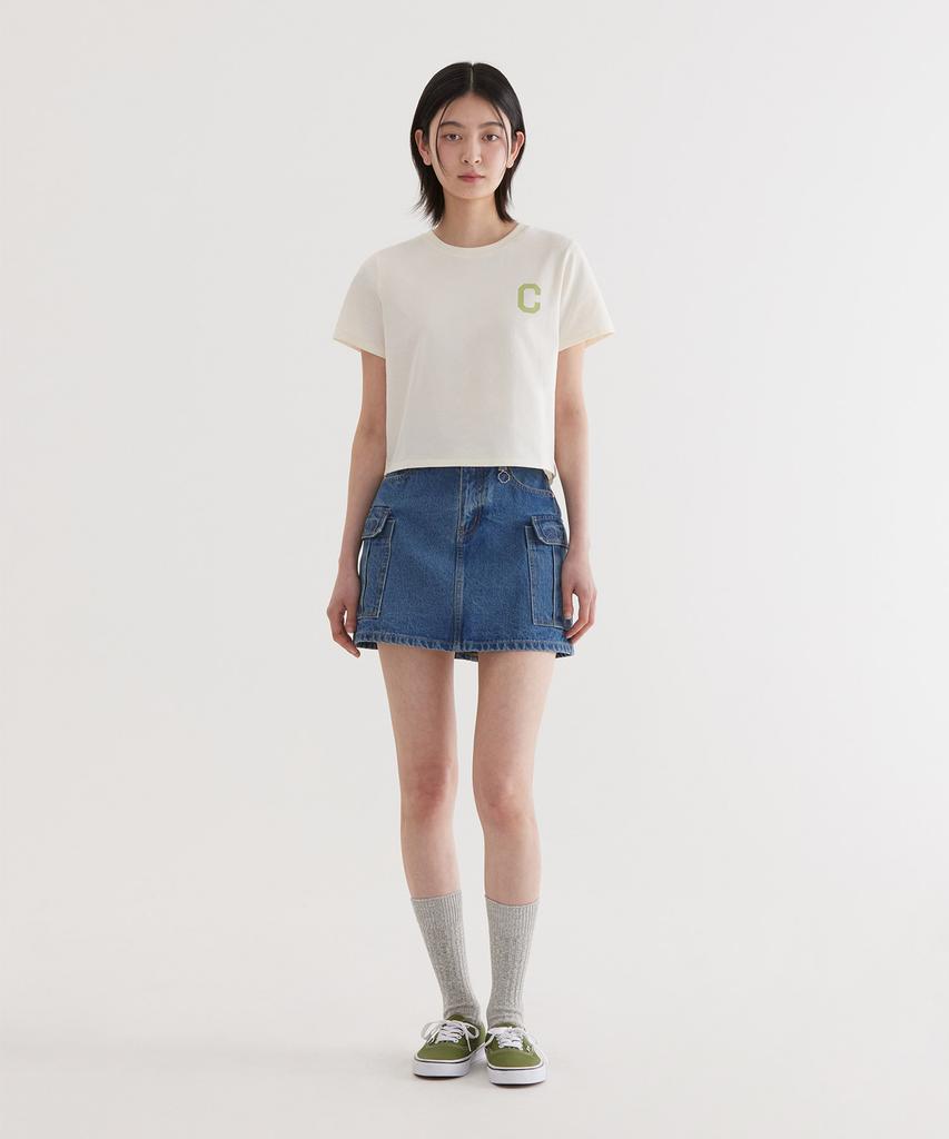 COVERNAT (W) C Logo Crop T-Shirt Ivory