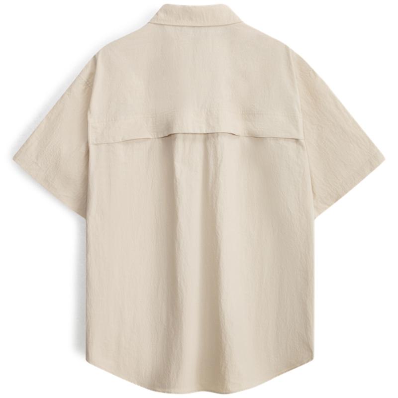Calvin Klein Embroidered Logo Button Pocket Loose Short Sleeve Shirt Men Shirts Light-Khaki J323199ACI