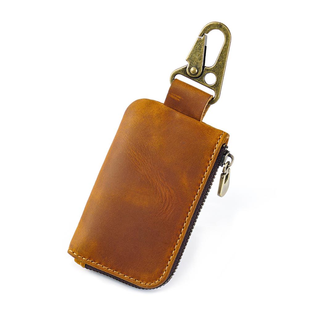 Genuine Leather Key Storage Bag Bluetooth Earphone Keychain  Automotive Smart Key Protective Case Housekeeper Zipper Keys Coin Purse