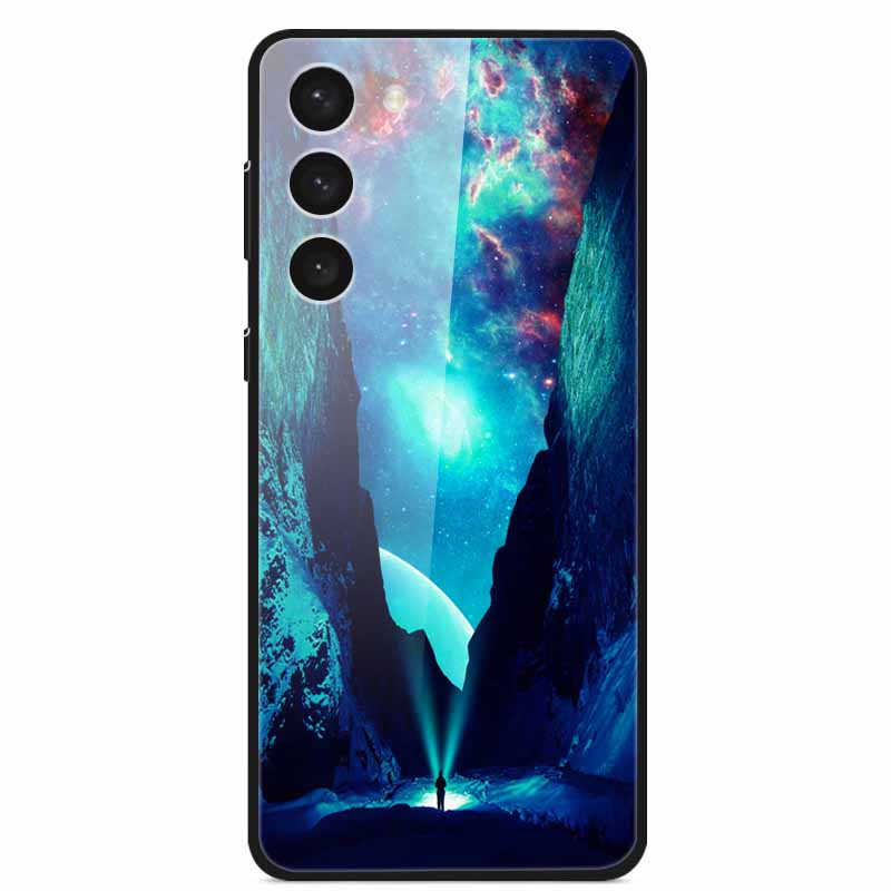 Tempered Glass Case For Samsung S23 Plus 5G Cover Galaxy S 23 Space Hard Back Coque For Samsung S23 Ultra S23+ Bumpers Funda Cat