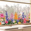 Spring Summer Flower Butterfly Window Cling Colorful Floral Window Sticker Removable Double-Sided Static Decals for Home Office Classroom Decor