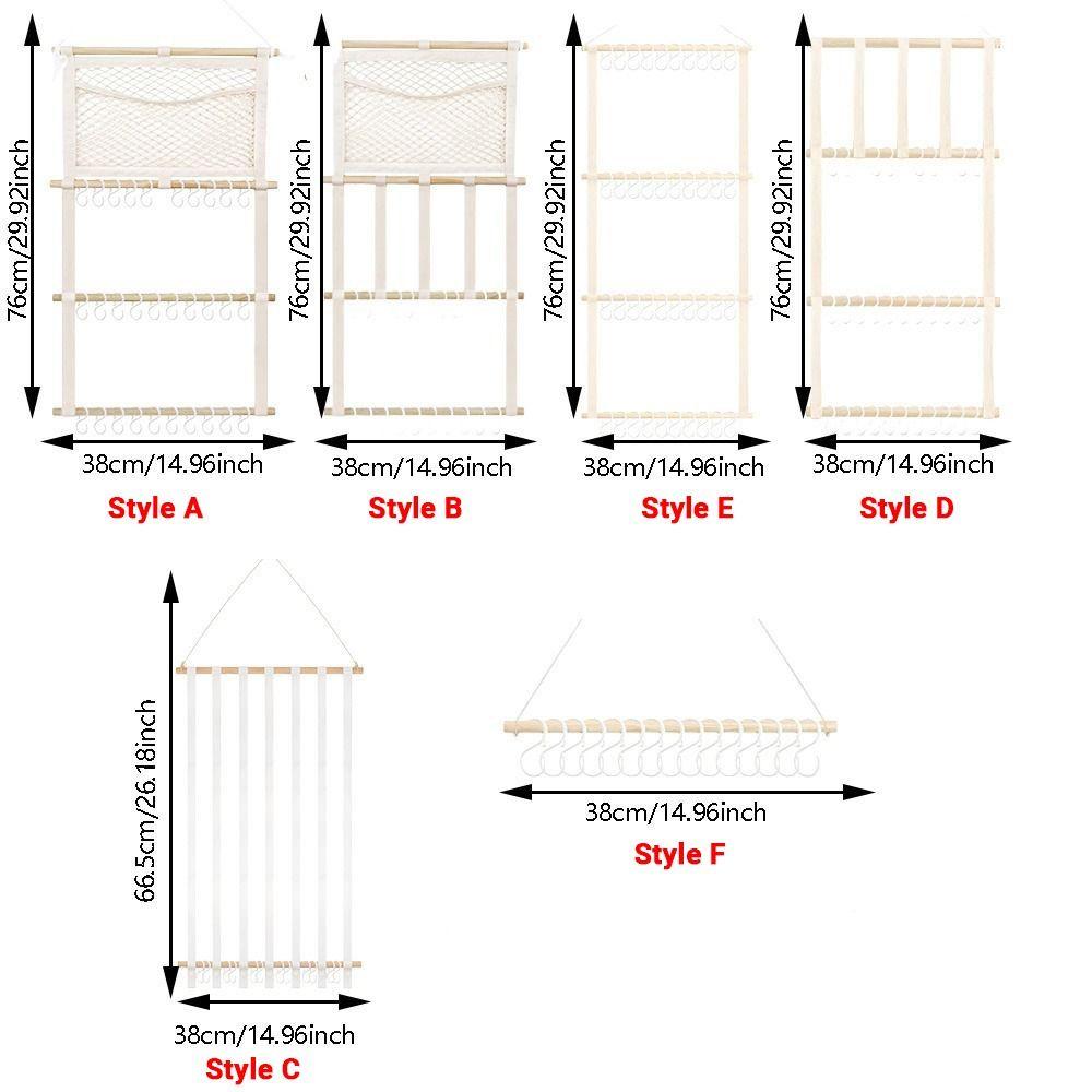 1 Zestaw Dużej Pojemności Stojak do Przechowywania Opasek do Włosów Hak Drewniany Wiszący na Ścianę Prezentacja Przechowywania Dekoracja Torby do Przechowywania