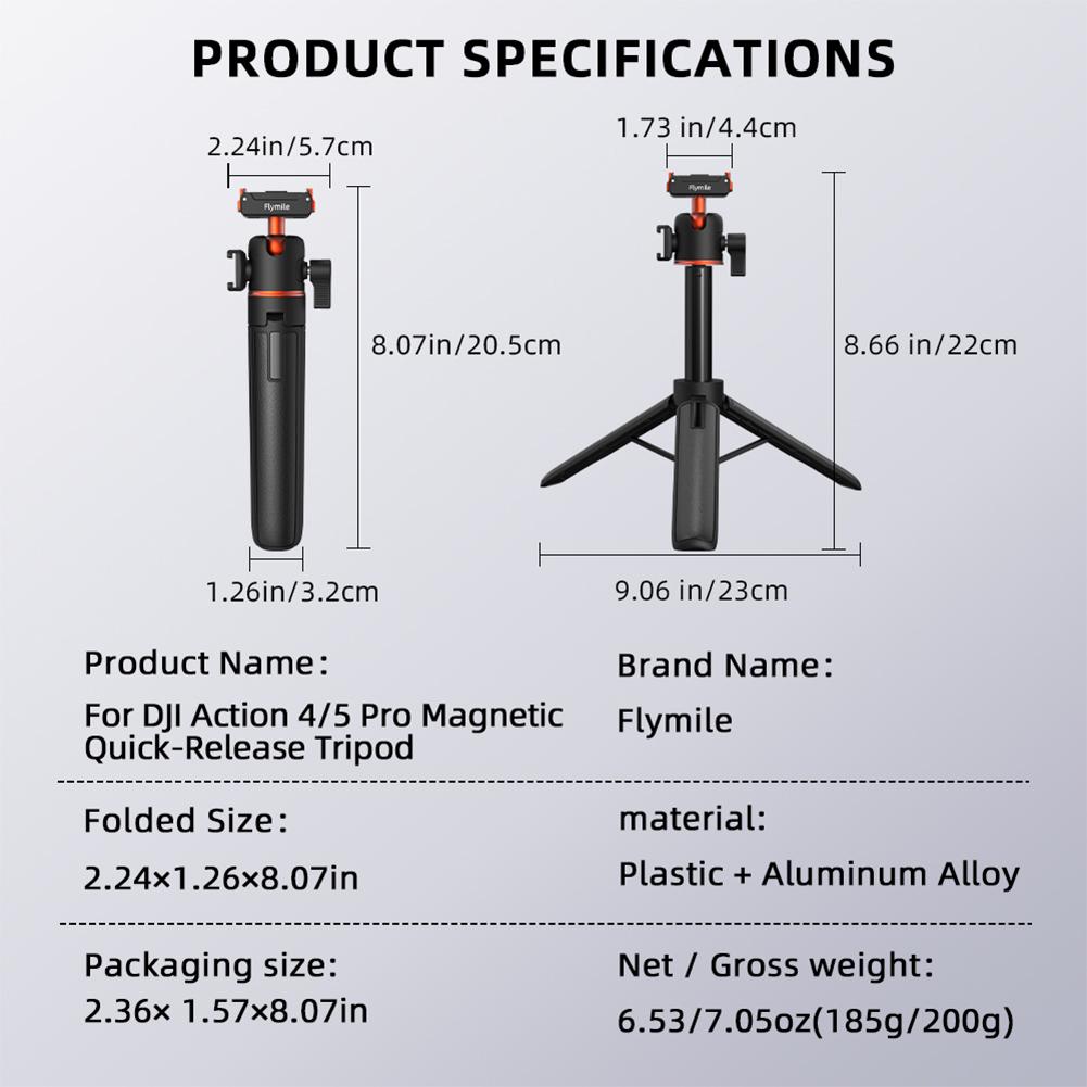 Magnetischer Selfie-Stick-Stativ mit Schnellverschluss Schnellverschluss Ausziehbarer Stativständer für DJI Osmo Action 5 4 3 Zubehör