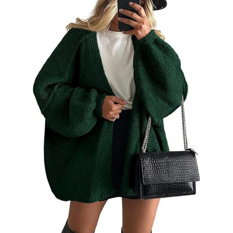Women's Sweater Solid Color Long-sleeved Casual Loose Cardigan Sweater Jacket
