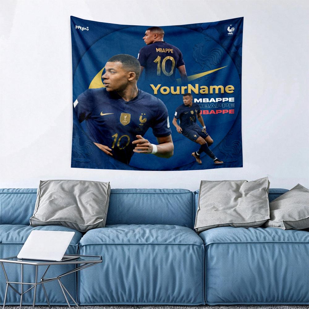 Mbappe Custom Your Name Wall Decor Tapestry Art For Pet Memorial Birthday Wedding Party Backdrop Family Gift