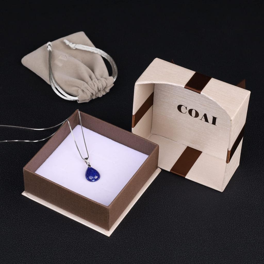 [COAI] Natural Lapis Lazuli Teardrop Birthstone Necklace for Women