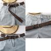 Chic Brown Canvas Belt With Hollow Out Eyeball Design For Men And Women Extra Long In Stock