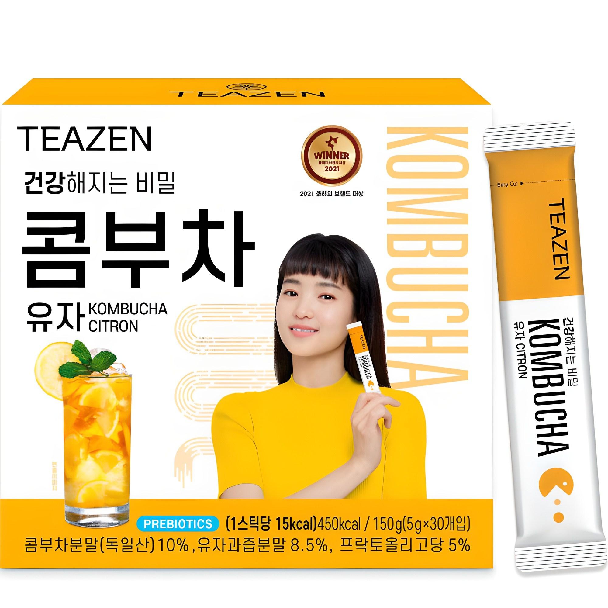 Teazen Комбуча Юдзу 30 стиков, Корейская Комбуча