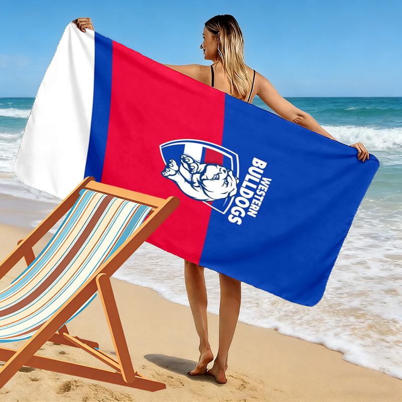 Western Bulldogs Print Beach Towel, Large Soft Quick Dry Towel for Beach Camping Swimming