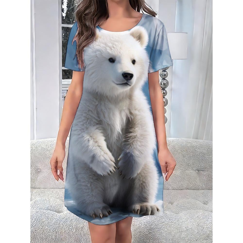 Summer Fashionable Colorful Short Sleeve Women Mini Dresses Leisure Activities Outings Parties Creative Animal 3d Soft Comfortable Dresses