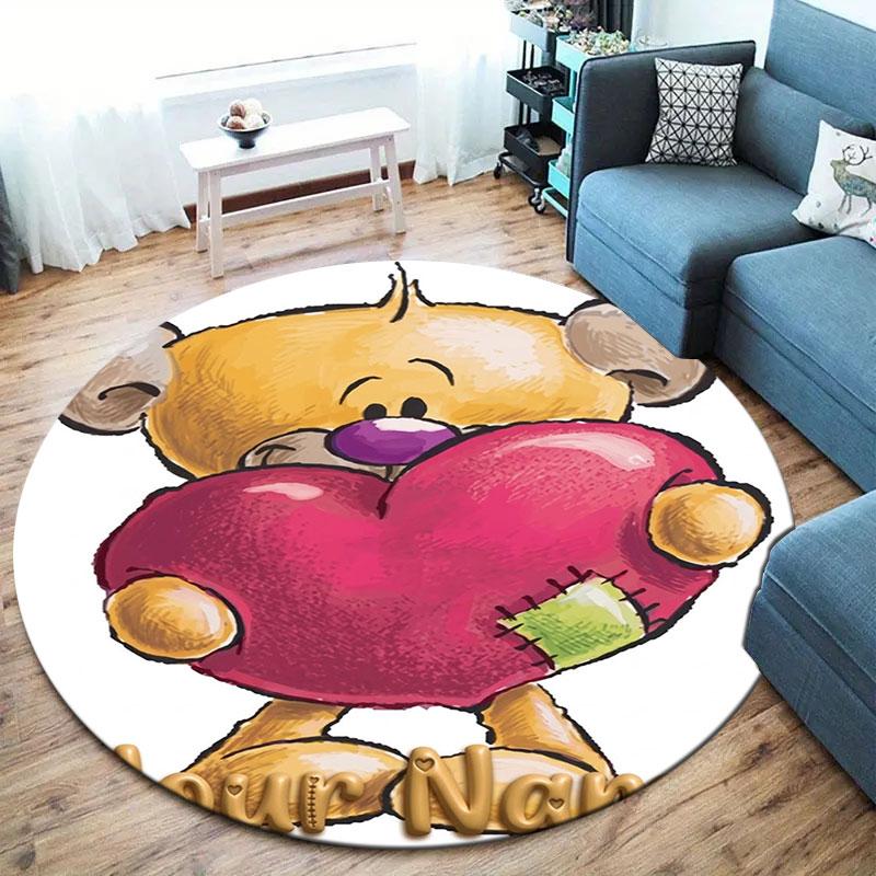 Diddl Custom Name Round Area Rug,Carpet Rug for Living Room Bedroom Sofa Playroom Decor,Non-slip Floor Mat