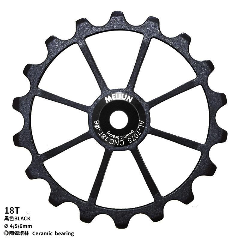Bicycle Rear Derailleur Jockey Wheel 18T Ceramic Bearing High Hardness CNC Aluminum Alloy Pulley Upgrade Kit for MTB Road Bike 18T Black