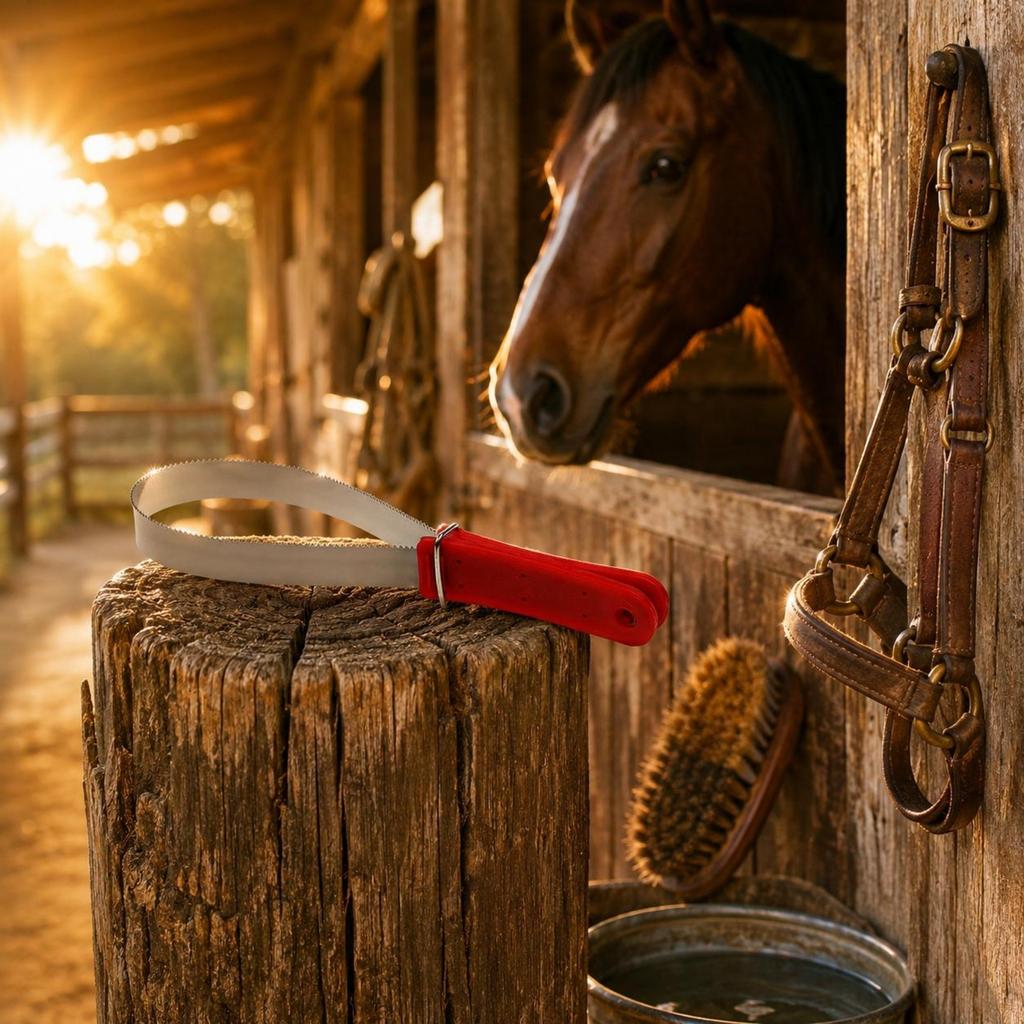 Horse Sweat Scraper Lightweight Serrated Horse Scraper Shedding Blade Rust-Resistant Equine Grooming Easy To Clean For Stable