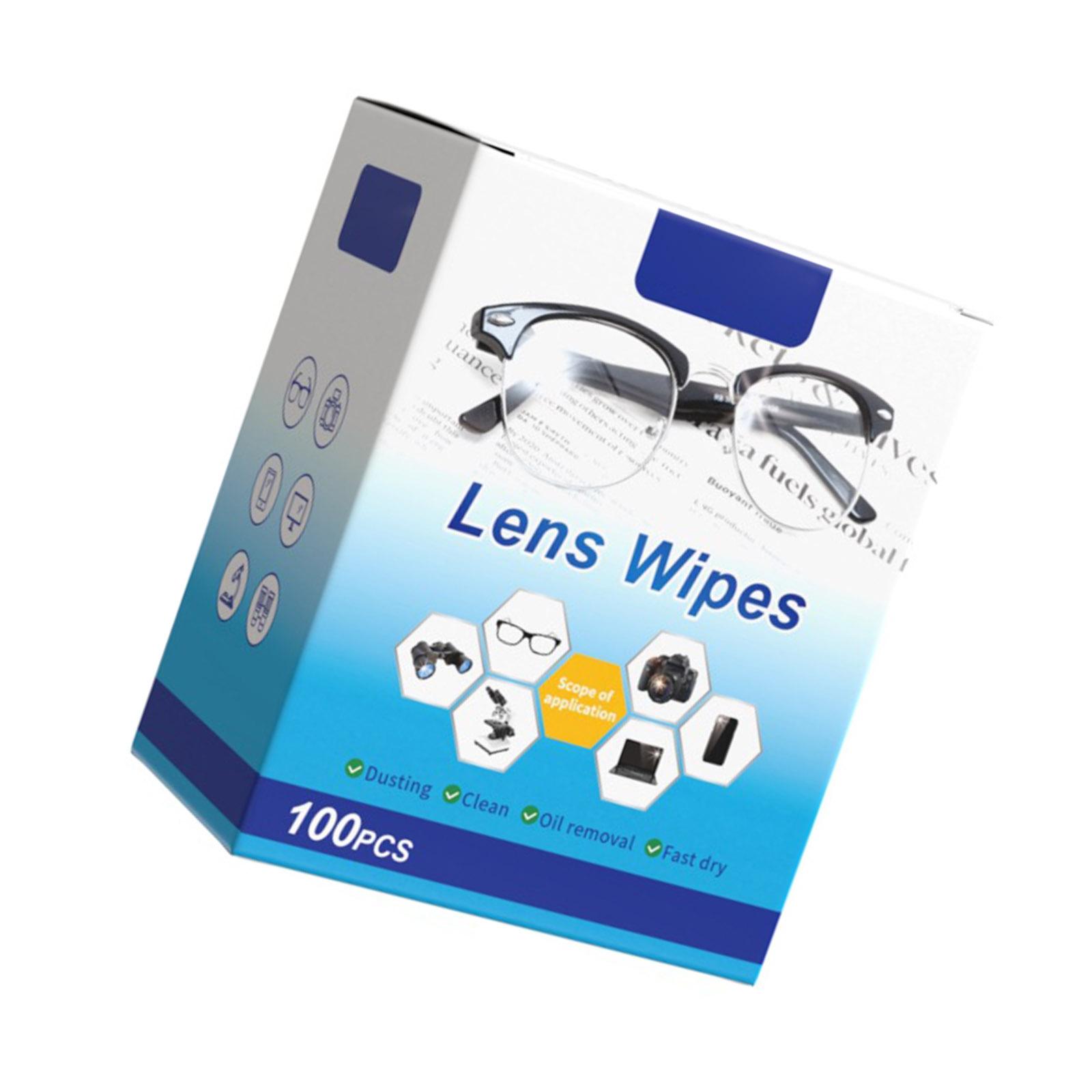 

Pack Of 100 Disposable Lens Cleaning Wipes For Glasses Sunglasses Cameras Safe Nonwoven Cloth