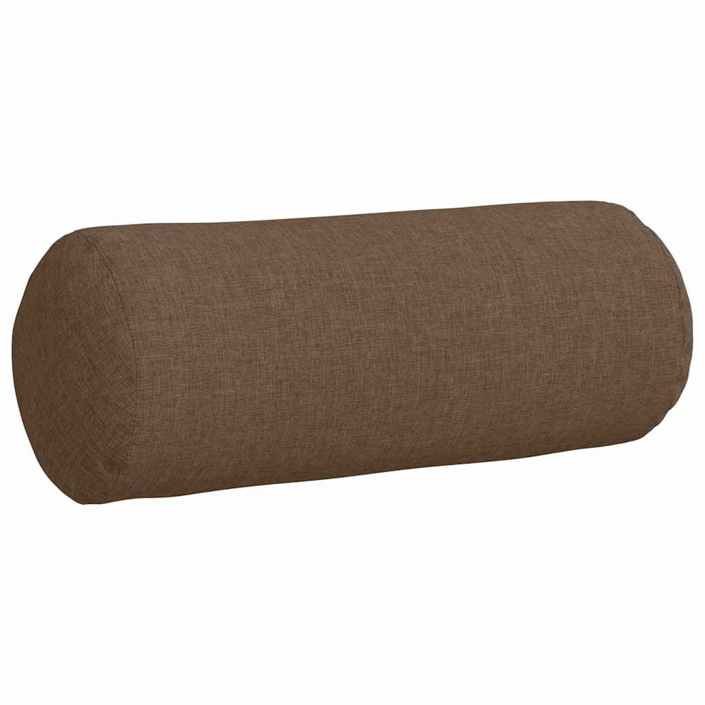 Bolster Cushions 2 Pcs Brown Ø 15 X 40 Cm Fabric
