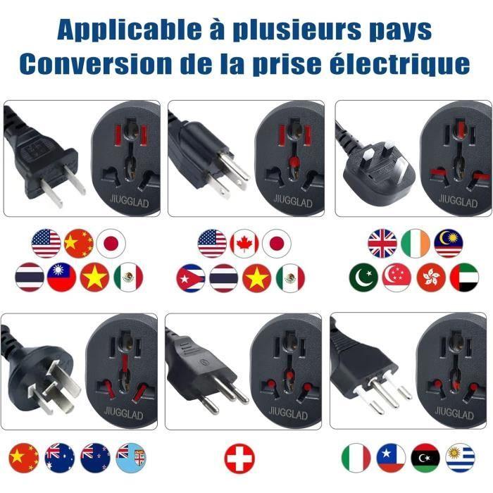 Adaptateur de voyage - JIUGGLAD - UK vers EUR - Pack de 2 - Sécurisé - Universel