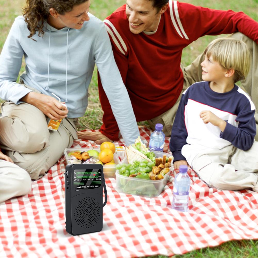 Portable AM/FM/SW Radio Battery Operated Radio with LED Flashlight Small Radio with Earphone Jack Gifts for Seniors Elderly