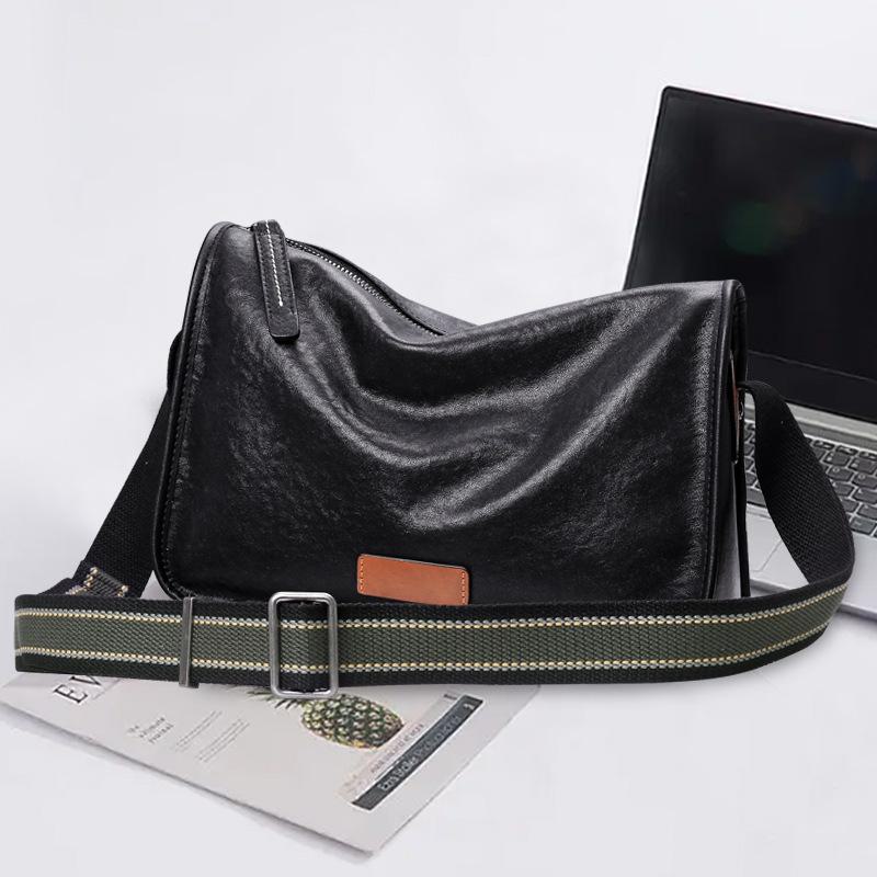 Men's Genuine Leather Casual Messenger Shoulder Bag - Trendy, First Layer Cowhide, Small Commuter Style