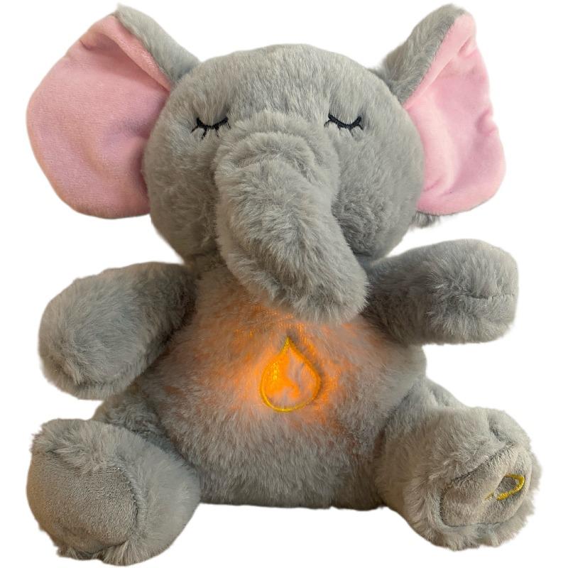 Hot Sell Glowing Breathing Music Cute Animal Elephant Plush Doll Children Sleep Soothing Bedtime Companion Soft Toy s Cuddly Stuffed Fluffy Huggable