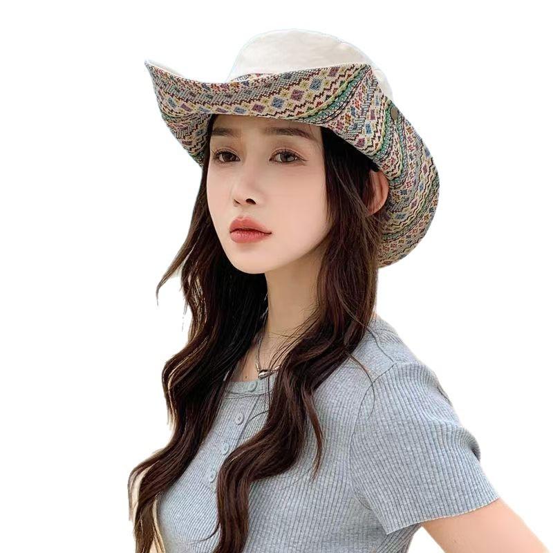 Etnisk Stil Western Cowboyhatt För Kvinnor Män Med Bred Brätte Solskydd Utomhus Solhatt