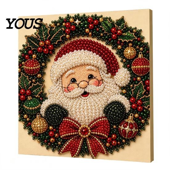 Bomboniere Uniche Kit Pittura Perle Finte di Natale, Capanna Innevata di Babbo Natale Pittura DIY Esposizione Artistica da Parete Set Artigianale con Perline 3D per Adulti,