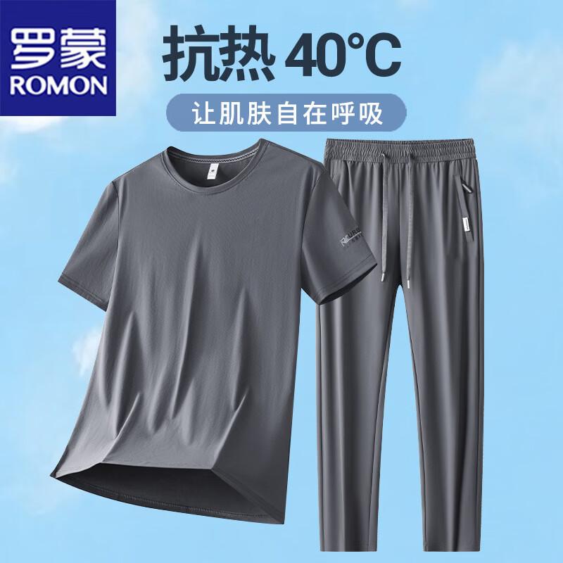 ROMON Men s Summer T-Shirt & Pants Casual Sportswear Set M