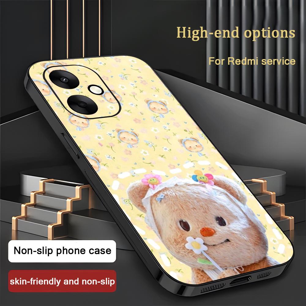 Brand B-Butter Bear Cartoon Phone Case For Xiaomi Redmi 14C 13C 12C Note14 13 12 11 10 Pro Plus S Soft Black Phone Cover