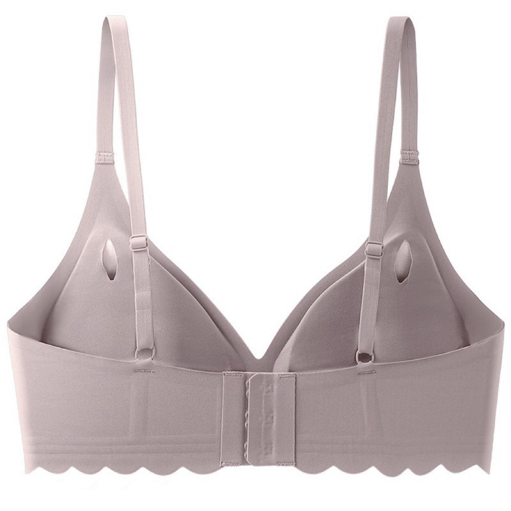 Wavy Edge Push Up Bra Backless Women Jelly Bras Low Cut Sexy Plunge Brassiere Open Back Wedding Underwear Invisible Seamless Deep V Lingerie