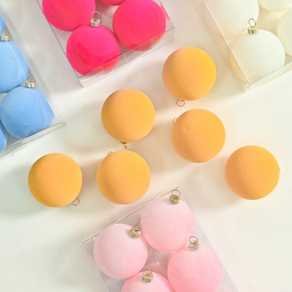 6 Stück 6cm Beflockter Weihnachtskugel-Anhänger Wiederverwendbar Bruchsicher Weihnachtsbaum Hängeornament Elegant Frohe Weihnachten Deko