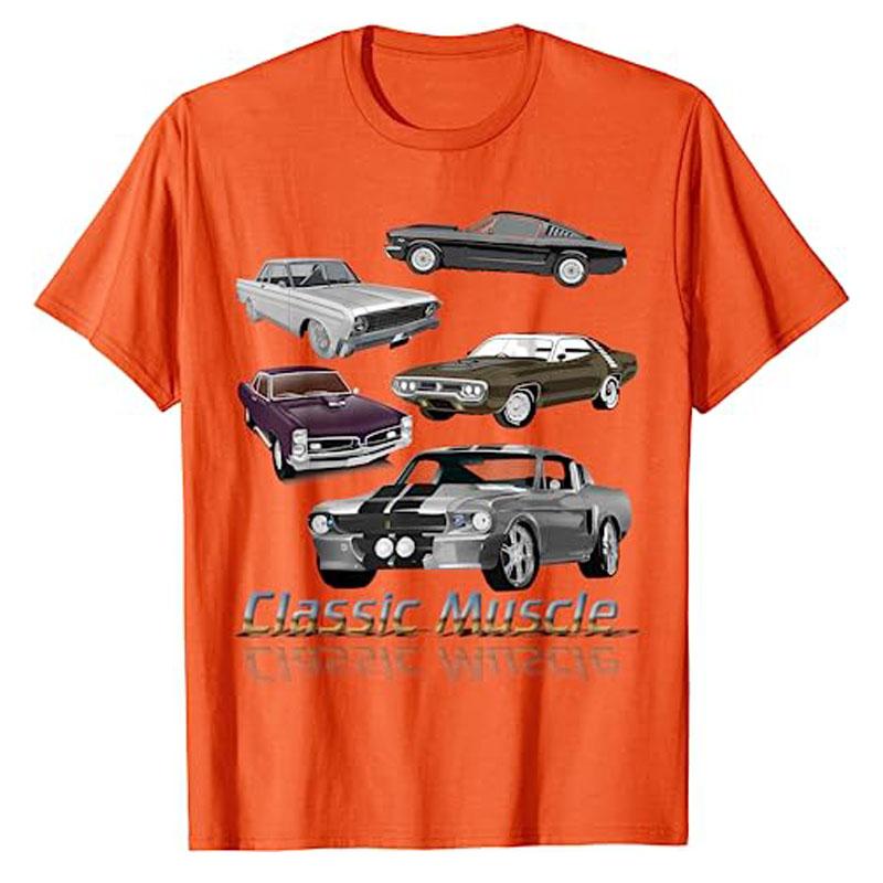 Classic American Muscle Cars Novelty TShirt Types of Difference Cars Graphic Tee Tops Funny Retro Style Vintage Outfits Gifts