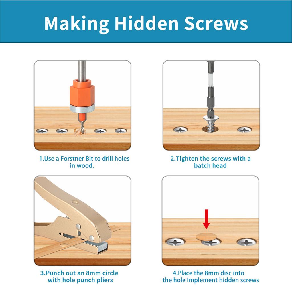 5 Pcs Countersink Drill Bit Set 2.8 3 3.2 3.5 4mm Diameter Adjustable Depth Countersunk Drill Hole Opener with Wrench