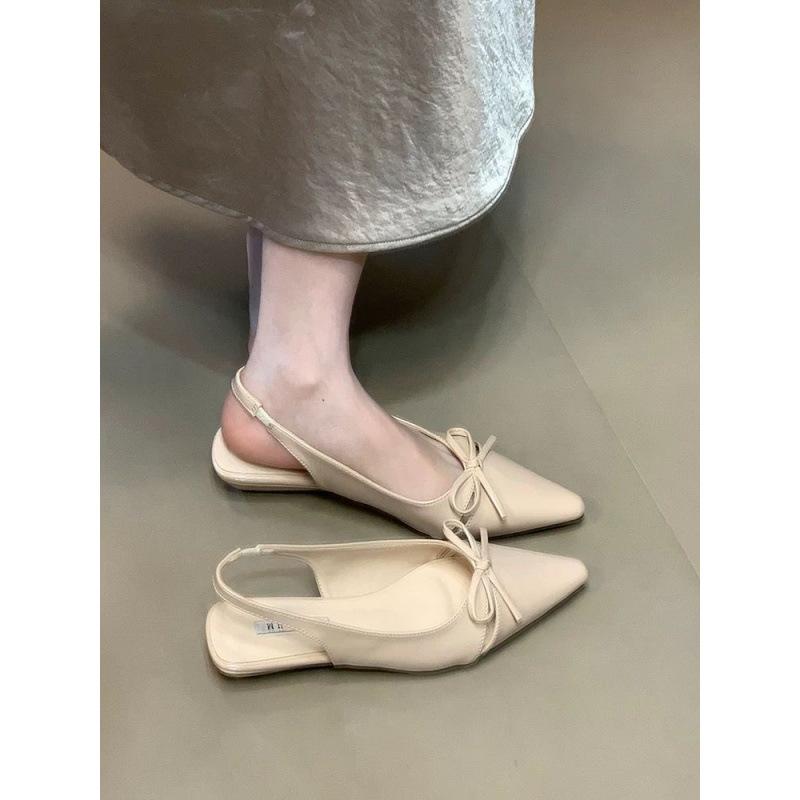 Beautiful French Pointed Bow Bag Head Sandals New Niche Design Sense Versatile Commuter Dating Women's Shoes