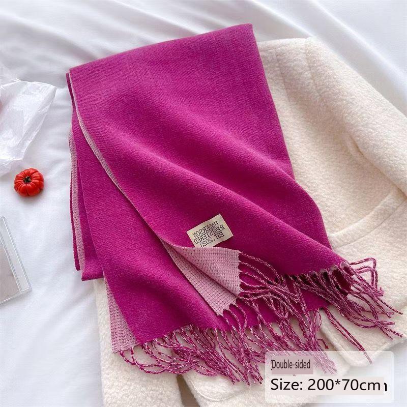 Winter Cashmere Women Scarf Female Luxury Scarves Lady Tassel Bandana Women Solid Shawl Wraps Foulard Tippet Pashmina