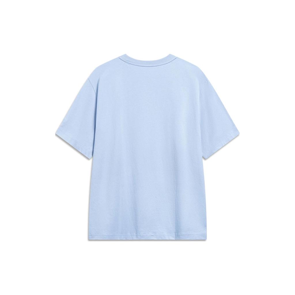 Li-Ning Pure Color Round Neck Short Sleeve T-Shirt Men Tops Sky-Blue AHST187-10