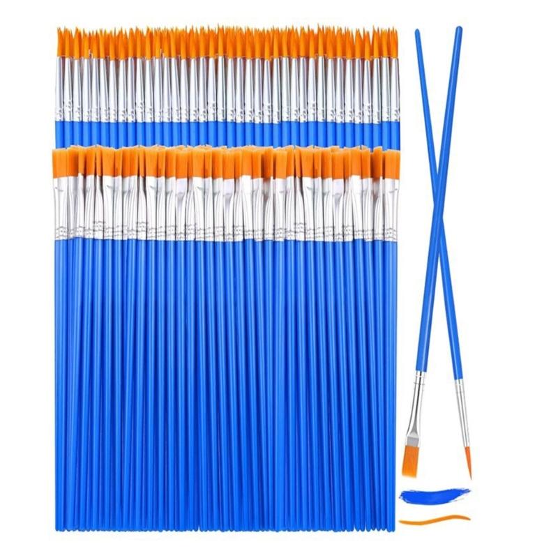 

200 Pcs Pointed Tip Painting Brush Artist Paint Brushes Set Flat Paint Brush Watercolor Paint Brush Drawing Supplies 1