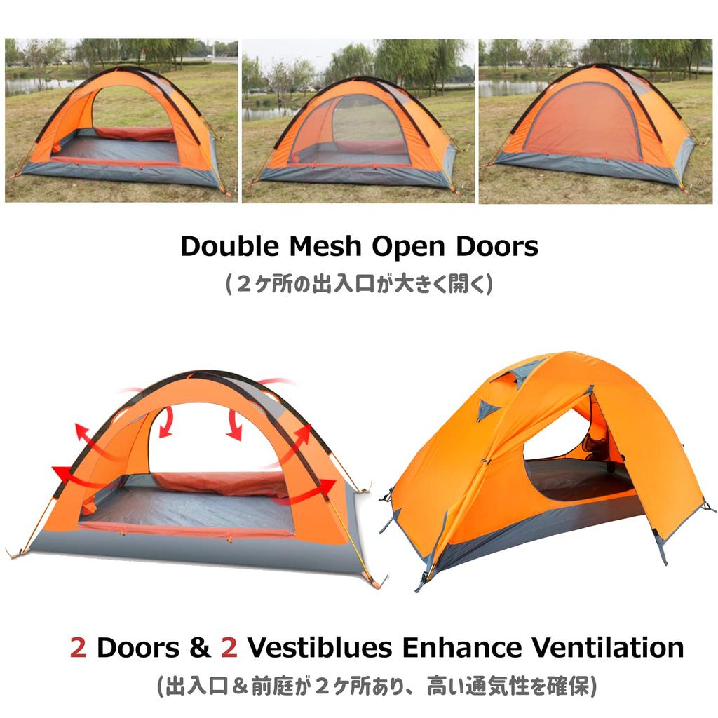 Azarxis Touring Solo Double 3 3 4 For One For Two Tent, Tent, Tent, Layer, Vestibule, Lightweight, Windproof, Rainproof, 1, 2, Person, Season, Season,