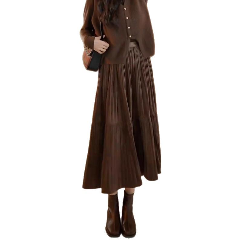 Gonna midi elegante a vita alta, linea ad A, da donna, Autunno/Inverno 2025, Ampio svaso, Design modellante.